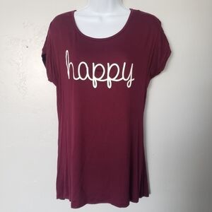 Lovely Souls Burgundy Short Sleeve T-shirt Happy Graphic Tee